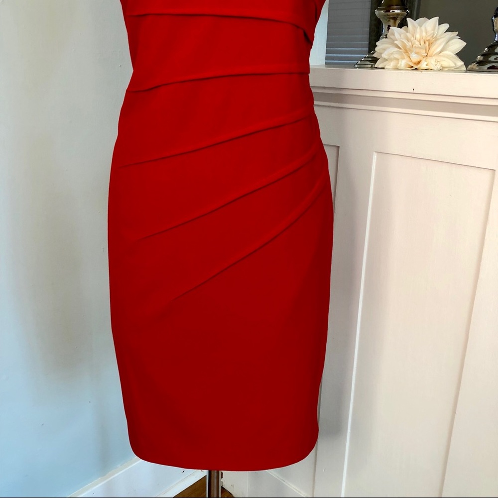 Calvin Klein Red Sunburst Sheath Dress Nwot - Picture 3 of 8